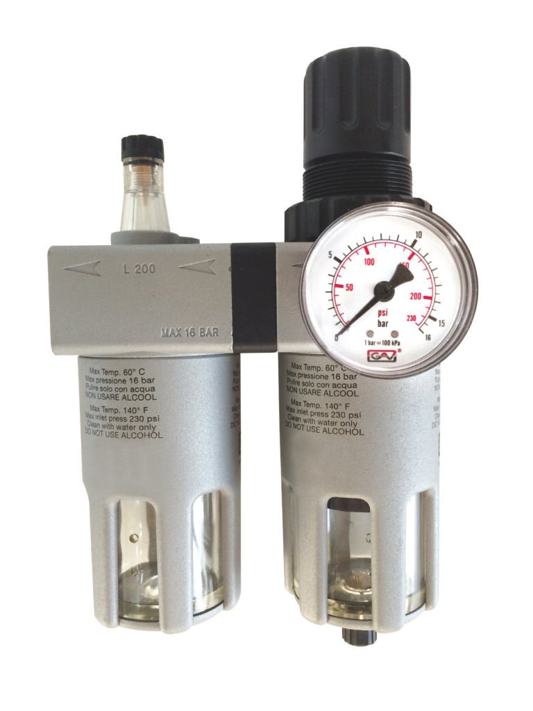 FILTRO REDUCTOR + LUBRICADOR + MANOMETRO CEVIK PRO 1/4" M-H PARA COMPRESOR CA-924