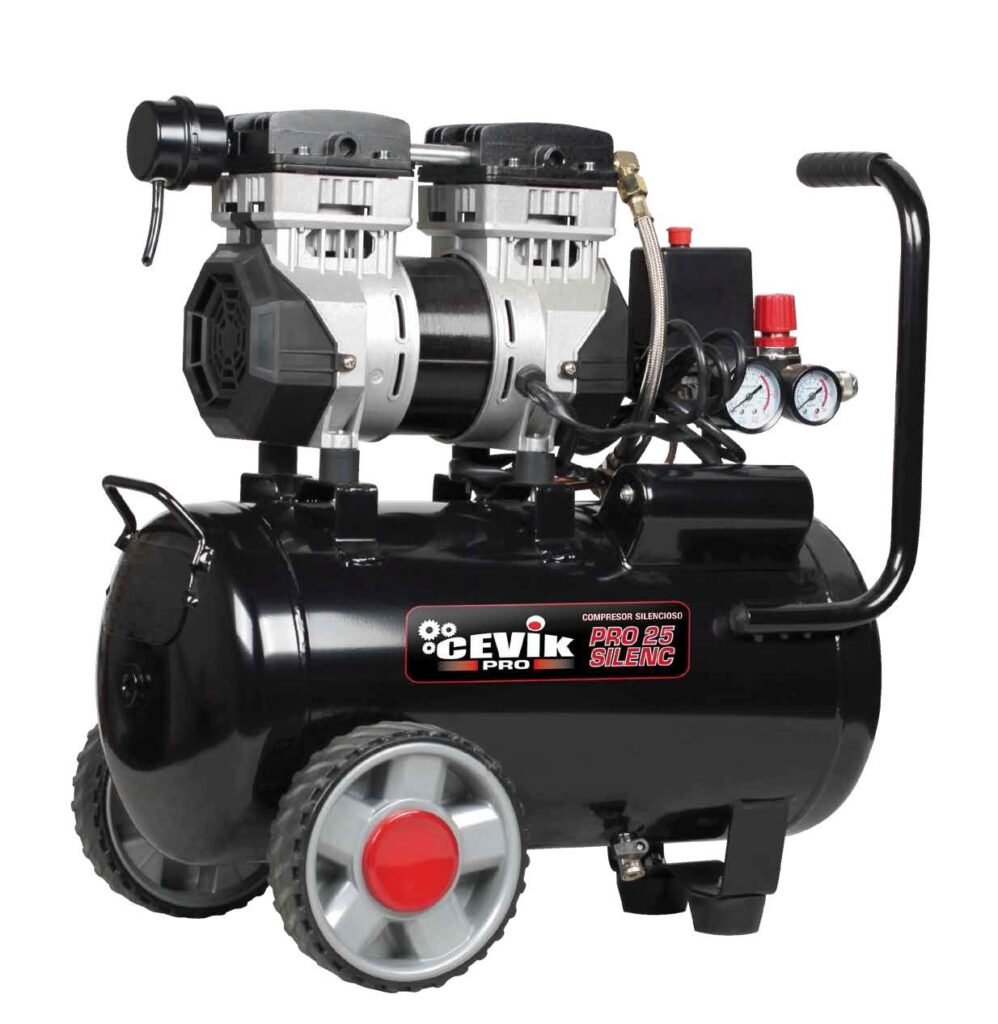 COMPRESOR SILENCIOSO CEVIK PRO SIN ACEITE 25 LITROS 1,5HP CA-PRO25SILENC