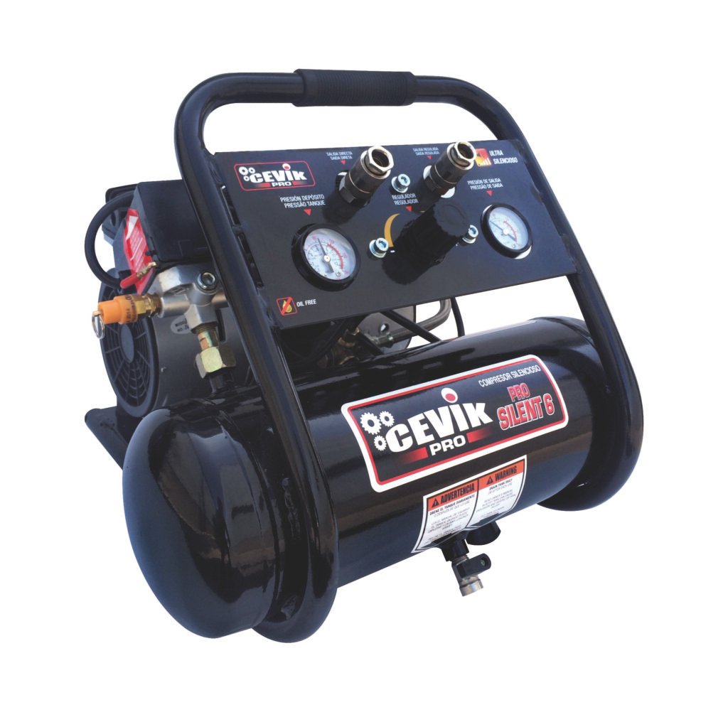 COMPRESOR SILENCIOSO CEVIK PRO SIN ACEITE 6 LITROS 1HP CA-PRO6SILENT