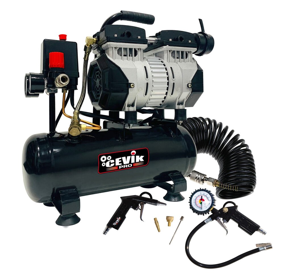 COMPRESOR SILENCIOSO CEVIK PRO SIN ACEITE 6 LITROS 3/4HP CA-CS6PLUS